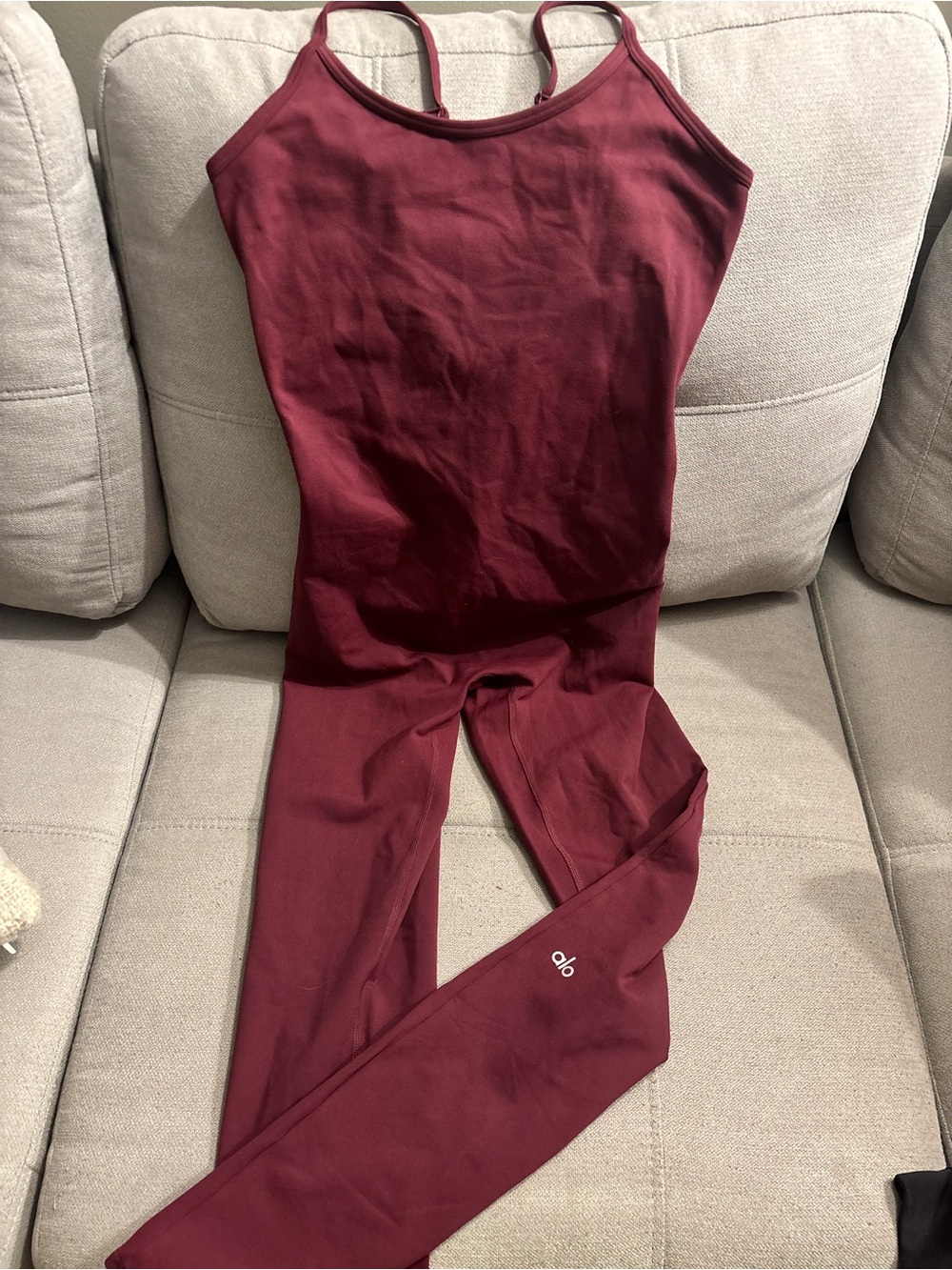 ALO Yoga Burgundy Wine Slim-Strap One-Piece Jumpsuit